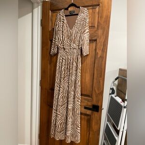 Harper Tan Zebra Print  Sleeve Dress